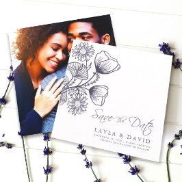 Lavanda Floral Mínima Salve O Cartão com fotos De