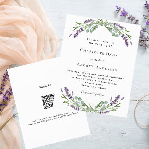 Lavanda floral QR Detalhes Convite de casamento