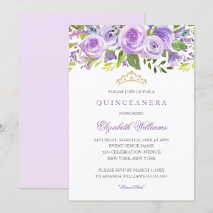 Lavanda Floral Rosa Quinceanera Convite