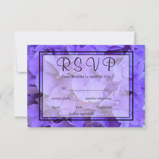 Lavanda floral roxa Elegante Hydrangeas RSVP (Frente)