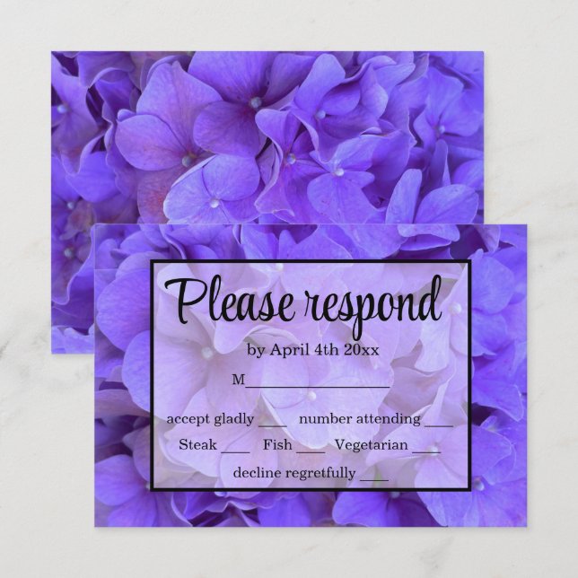 Lavanda floral roxa Elegante Hydrangeas RSVP (Frente/Verso)