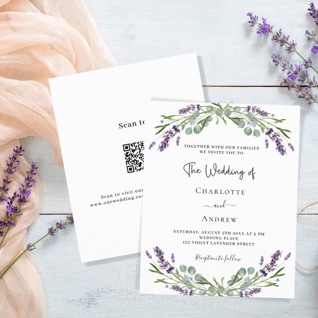 Lavanda floral roxo orçamento QR RSVP casamento (Criador carregado)