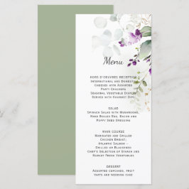 Lavanda Floral Weding Menu Verde Traseira
