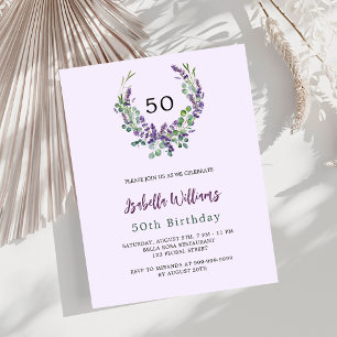 Lavanda florals lilac orçamento convite de anivers