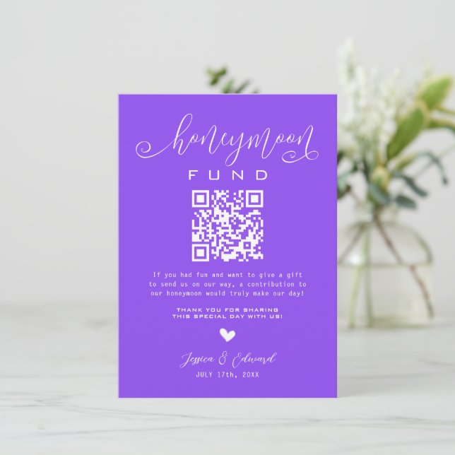 Lavanda Indigo Honeymoon Fundo Qr Minimalista (Em pé/Frente)