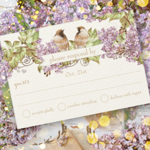 Lavanda Lilac Love Bird Wedding RSVP