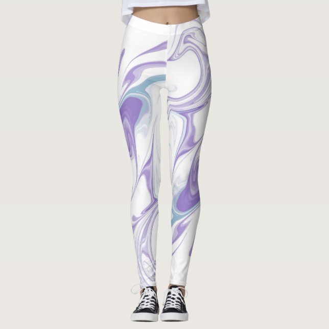 Lavanda Marble Dream Leggings - Abstrato Fluid Ar (Frente)