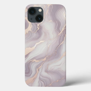Lavanda Marble iPhone 13 Caso com Veias Prateadas