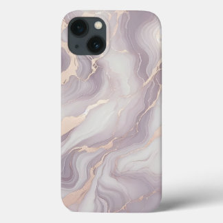 Lavanda Marble iPhone 13 Caso com Veias Prateadas