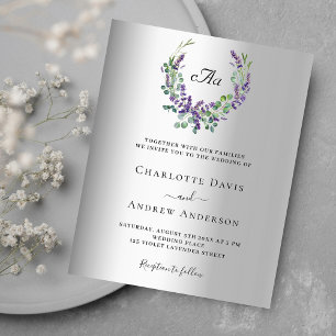 Lavanda monograma convite para casamento