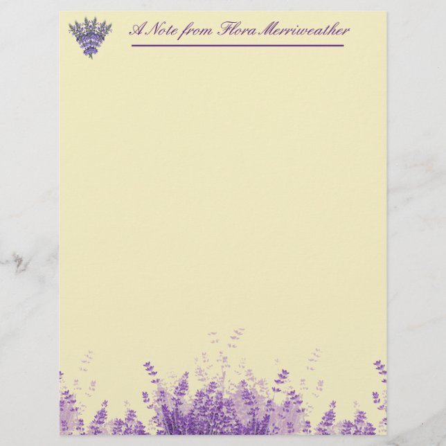 Lavanda no Papel de carta Personalizado de Pergami (Frente)
