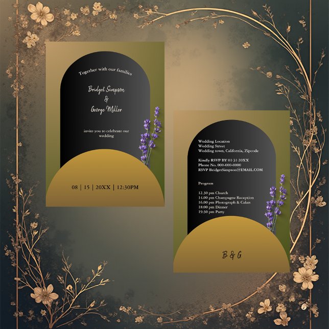 lavanda outono flores secas convite para casamento (Criador carregado)