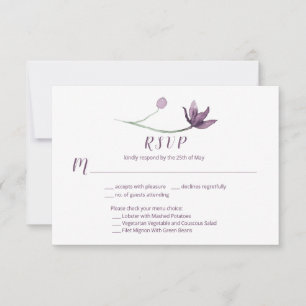 Lavanda Purple Watercolor Floral RSVP Escolha do M