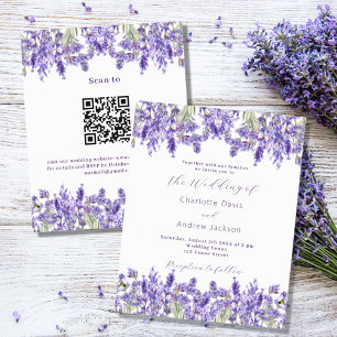 Lavanda QR RSVP detalhes do convite de casamento d
