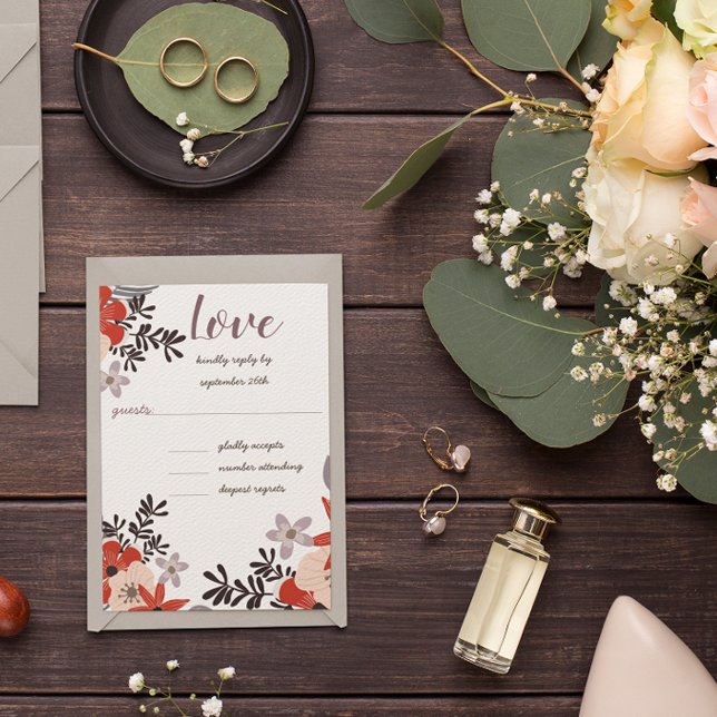 Lavanda Rosa BohoVermelho Lilac Convite Floral RSV (Criador carregado)