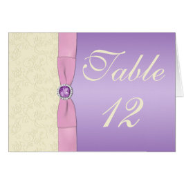 Lavanda, rosa, e cartão do número da mesa do