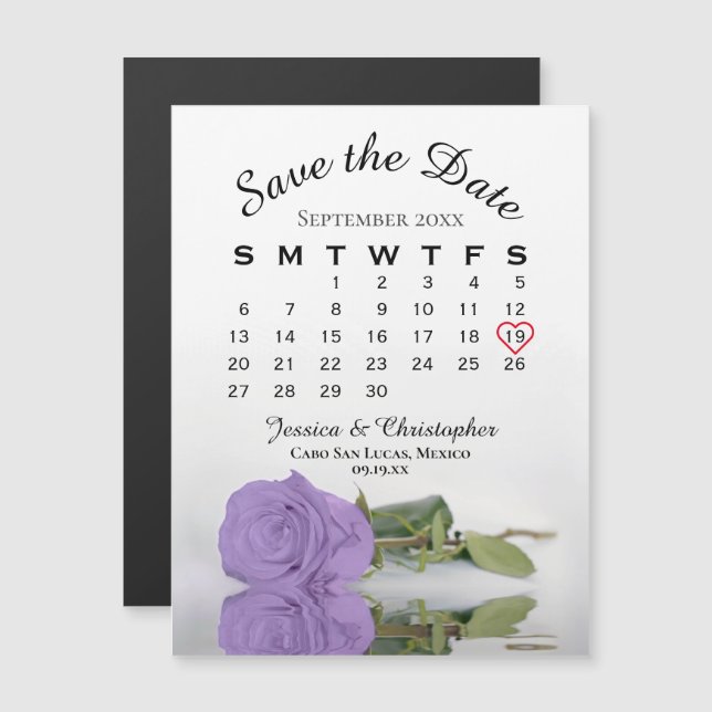 Lavanda Roxo Salve o Magnet do Calendário de Data (Frente/Verso)