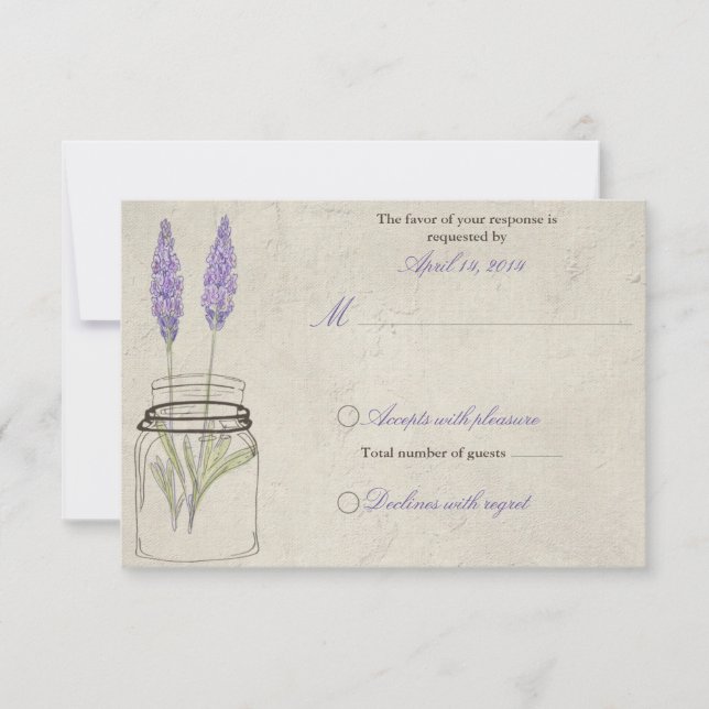 Lavanda russa Mason Jar RSVP | Casamento (Frente)