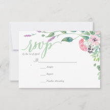 Lavanda RUSTIC WREATH deixa RSVP Card