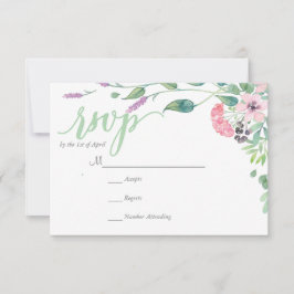 Lavanda RUSTIC WREATH deixa RSVP Card