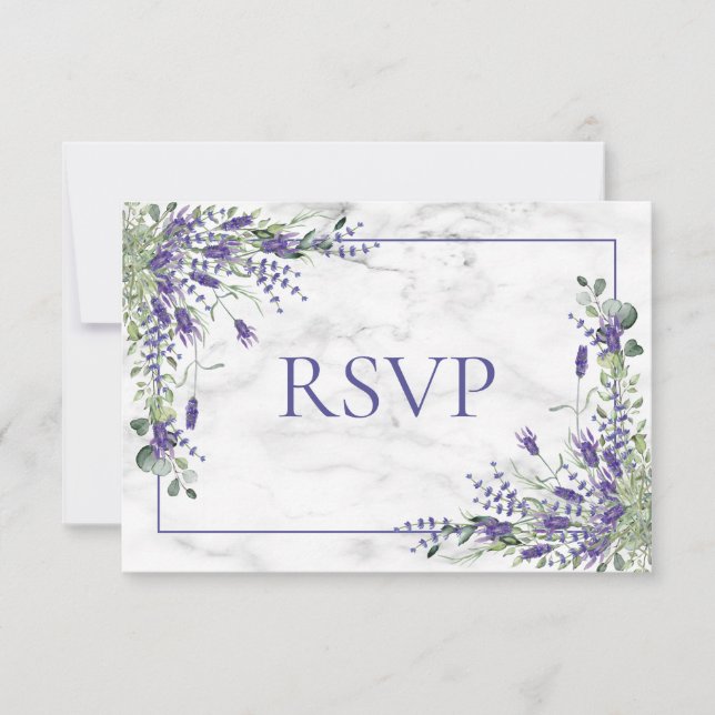 Lavanda rustica Eucalyptus Greenery Casamento RSVP (Frente)
