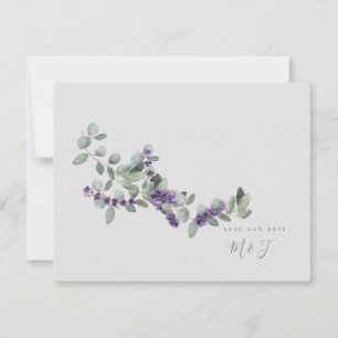  Lavanda Simples Casamento de Cinza Guardar a Data