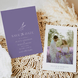 Lavanda Simples Casamento Salvar a Data Convite