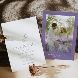 Lavanda Simples Casamento Salvar a Data Convite