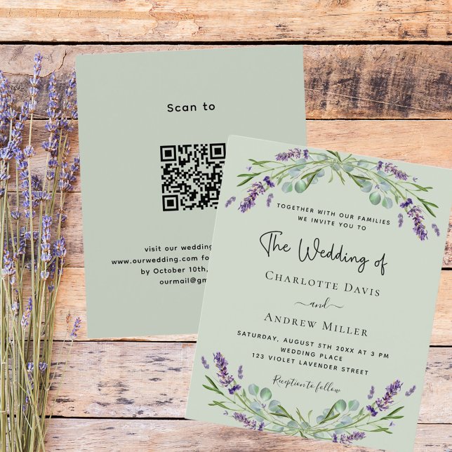 Lavanda verde Sage QR código RSVP casamento de orç (Criador carregado)