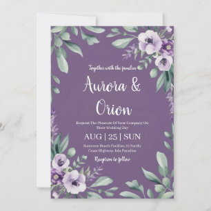 lavanda violeta e convites para o casamento de euc