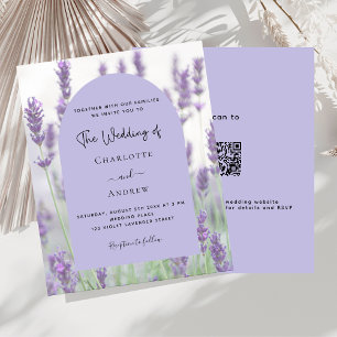 Lavanda violeta floral arca QR RSVP orçamento casa