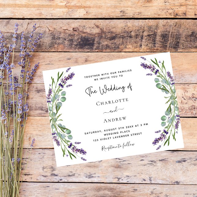 Lavanda violeta floral convite para casamento (Criador carregado)