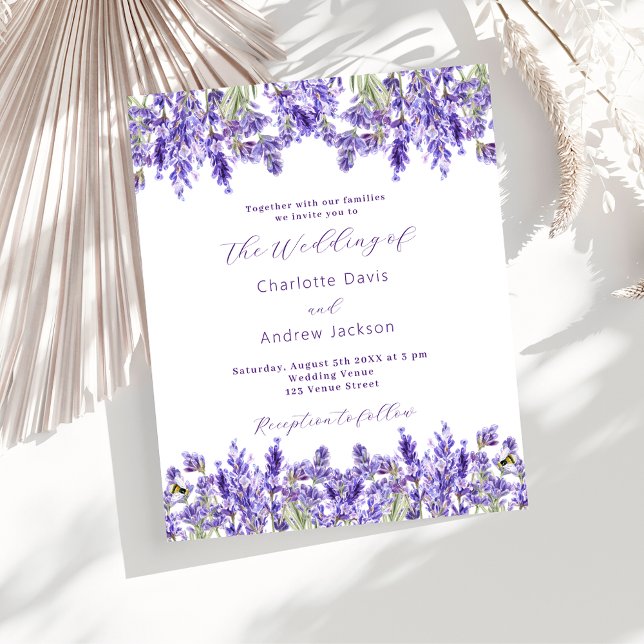 Lavanda violeta floral convite para casamento (Criador carregado)