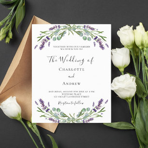 Lavanda violeta QR RSVP detalhes convite de casame