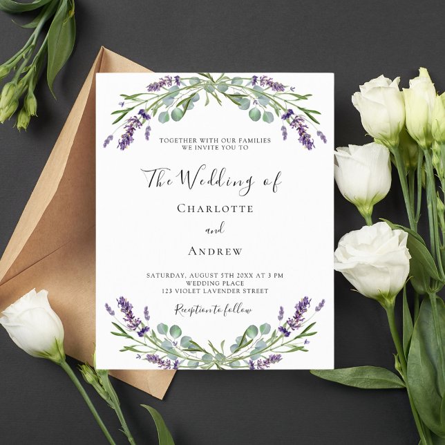 Lavanda violeta QR RSVP detalhes convite de casame (Criador carregado)