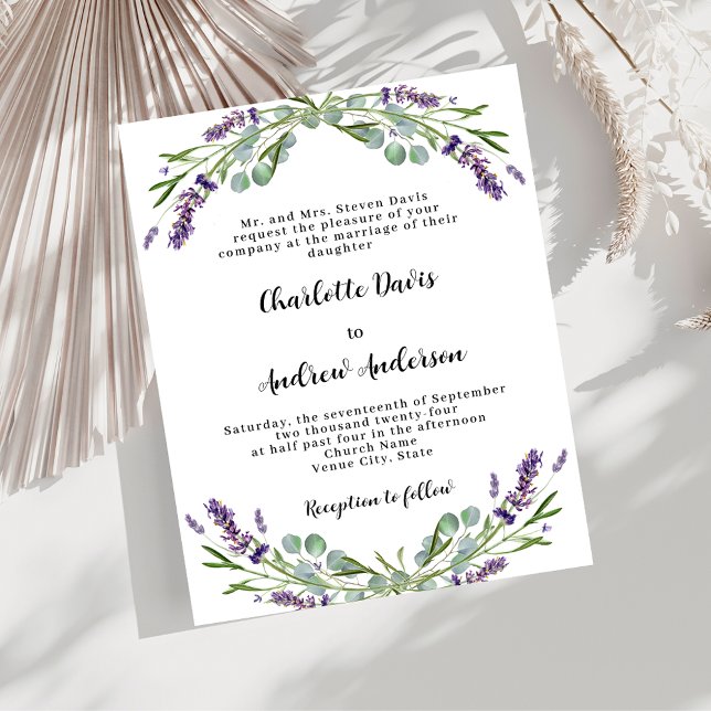 Lavanda violeta verde convite formal para casament (Criador carregado)