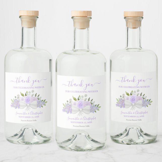 Lavanda Watercolor Buquê Casamento Obrigado (Garrafas)