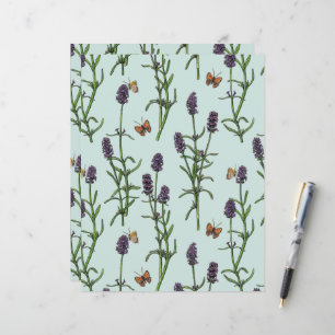 Lavandas e borboletas no vidro marinho