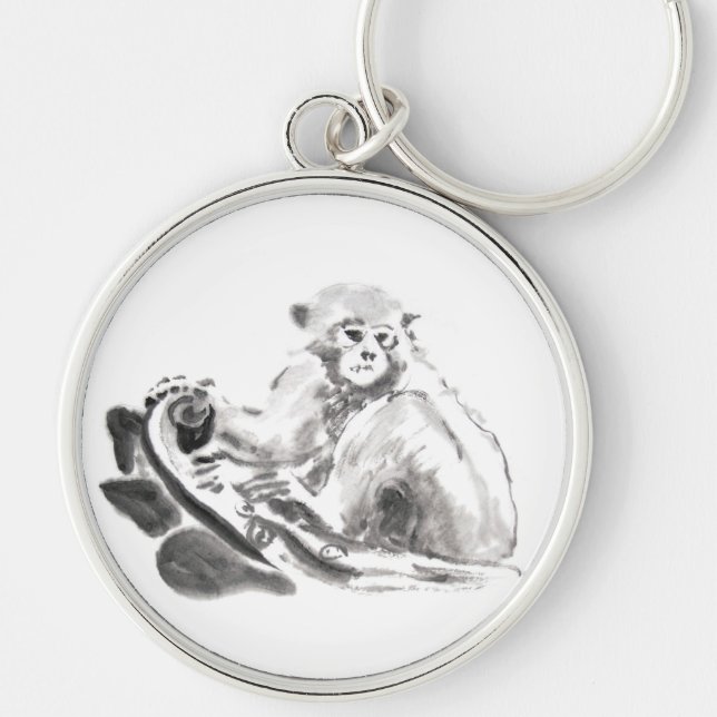 Lave Pintando Macaco Ano Zodiodal Chaveiro (Frente)