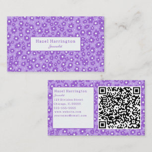 Lavendar Flores com Cartão de visita de Código QR
