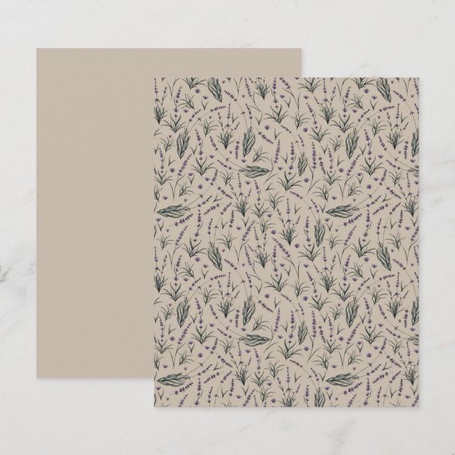 Lavender Botanical Pattern Paper Sheet (Frente/Verso)