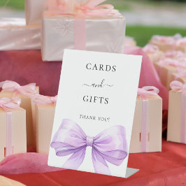 Lavender bow white cards gifts sign