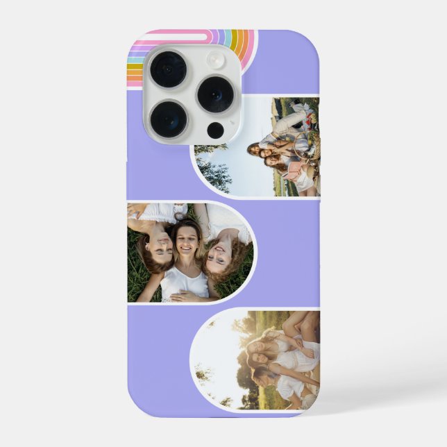 Lavender Fofo Moderno Layout de 3 Fotos Personaliz (Verso)
