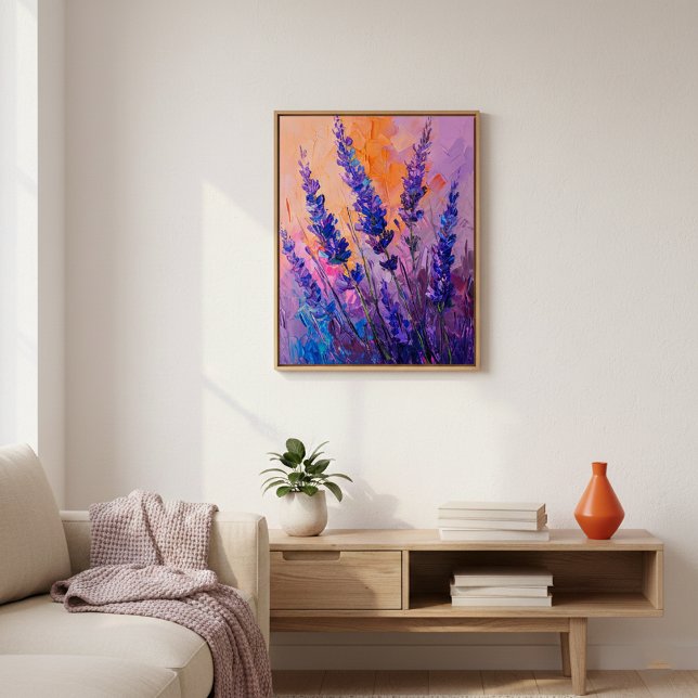 Lavender Orange Sunset Painting Wall Art Poster (Criador carregado)