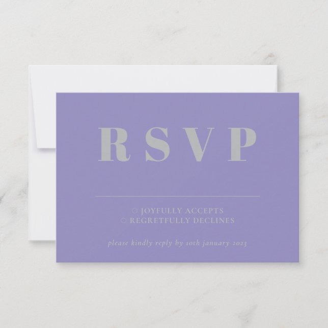 Lavender Silver RSVP Wedding Response (Frente)