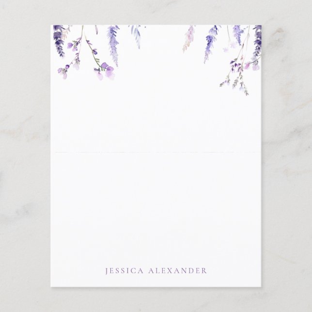 Lavender Wildflowers Personalized Stationery (Frente)