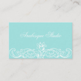 Lavish Floral Frame White em Cartão de visita azul