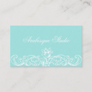 Lavish Floral Frame White em Cartão de visita azul