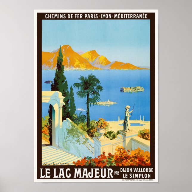Le Lac Majeur França Poster vintage 1913 (Frente)