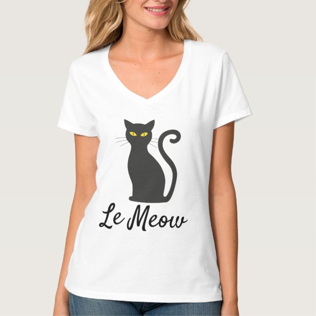 LE MEOW, T-Shirts DE GATO FRANCÊS (Frente)
